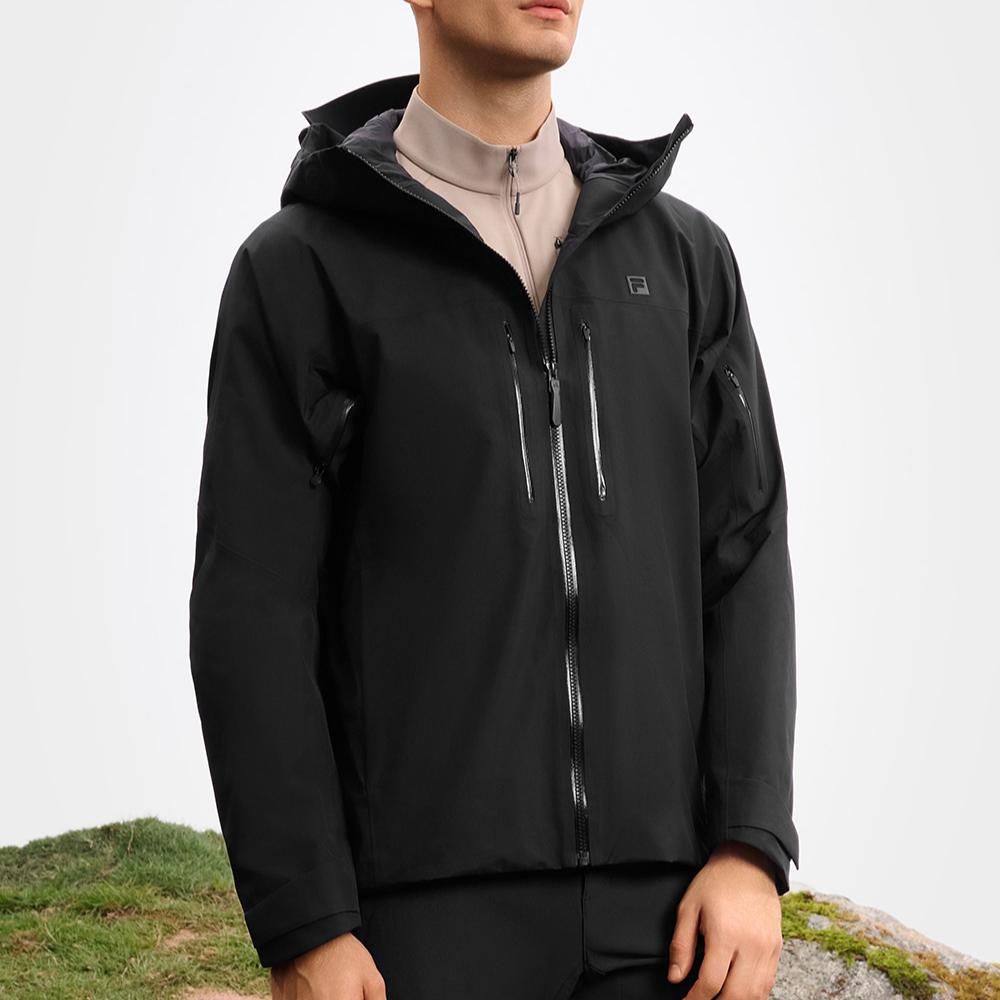 Fila Casual Versatile Single-Layer Hooded Waterproof Jacket Men Jacket Deep-Black A11M517709FBK