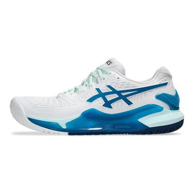 Gel Resolution 9 Weiß Türkisblau Damen-Sneaker 1042A208-102