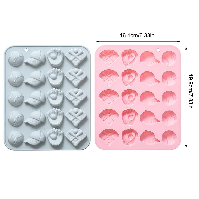 20 Vertiefungen Baseball Schokoladenformen Sportthema Silikonform Baseball Softball Handschuhformen für Süßigkeiten Schokolade