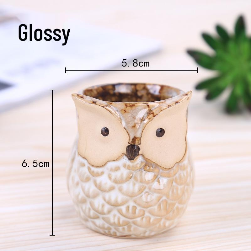 Japan-Korea Cartoon Owl Succulent Ceramic Flower Pot for Home and Garden