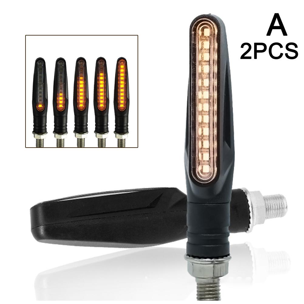 2pcs Multi-functional Motorcycle Turn Signal IP68 12V LED Portable Line Strip Running Horse Indicator Taillight Flash