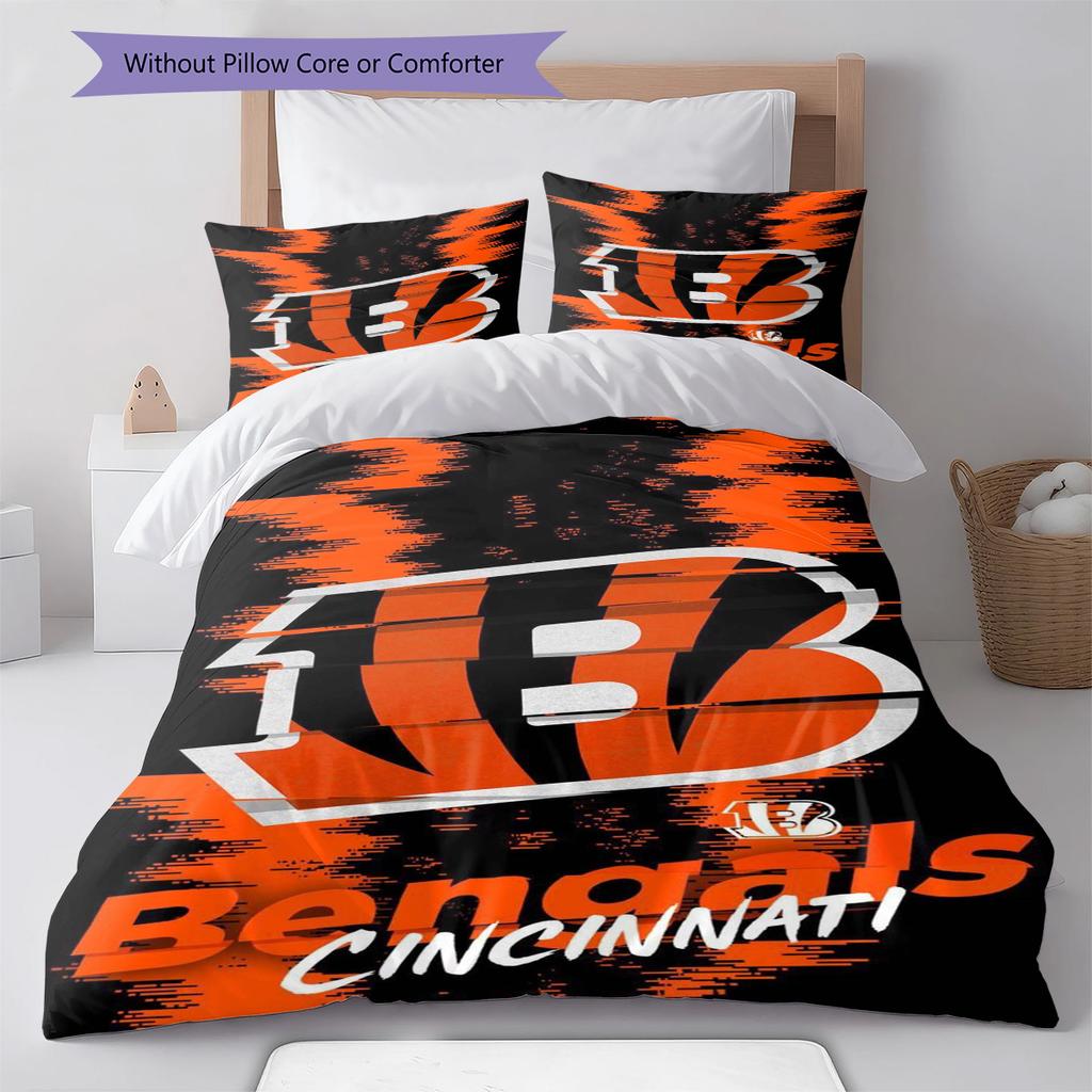 Cincinnati Bengals Pattern Bedding Set Quilt Cover Pillowcase Home Decor Gift (1 * duvet cover + 2 * pillowcase, without core)