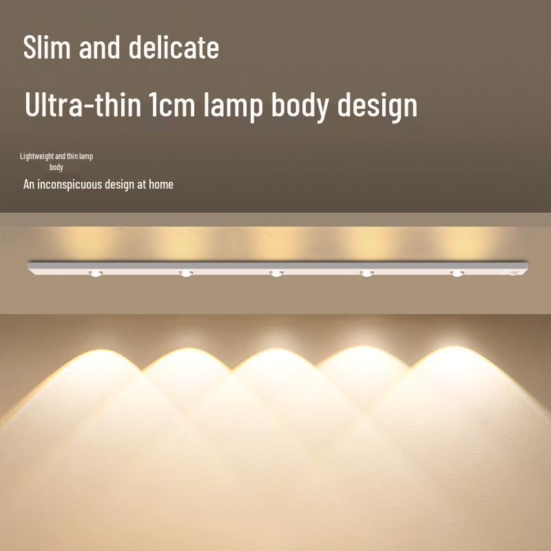 Ultra-Thin Rechargeable Smart LED Motion Sensor Strip for Wardrobes and Cabinets