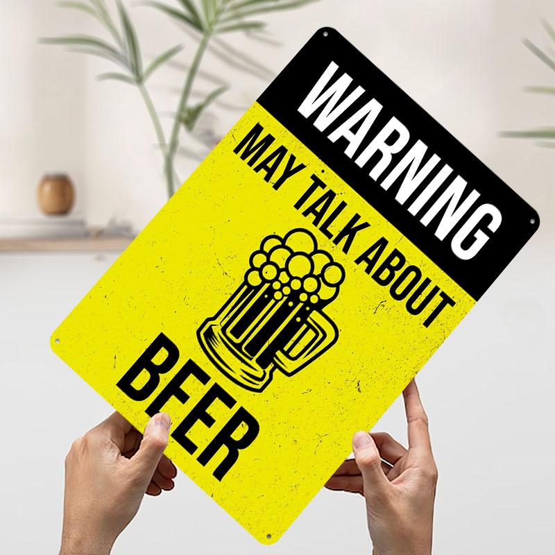

WARNING BEER MUG Tin Plaque Poster Customized Wall Art Retro Vintage Metal Signs for Man Cave Decoration Garage Decorations Room 7.9x11.8In(20x30cm)