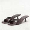 Fashion  Kitten-heel Slipper Women Concise Open-toe Slides Mules Shoes Comfortable Casual  Women Sandals