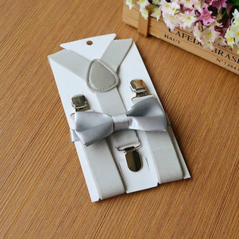 

Регулируемый набор галстука-бабочки и подтяжек для малышей, мальчиков, девочек, горячие дети Silver