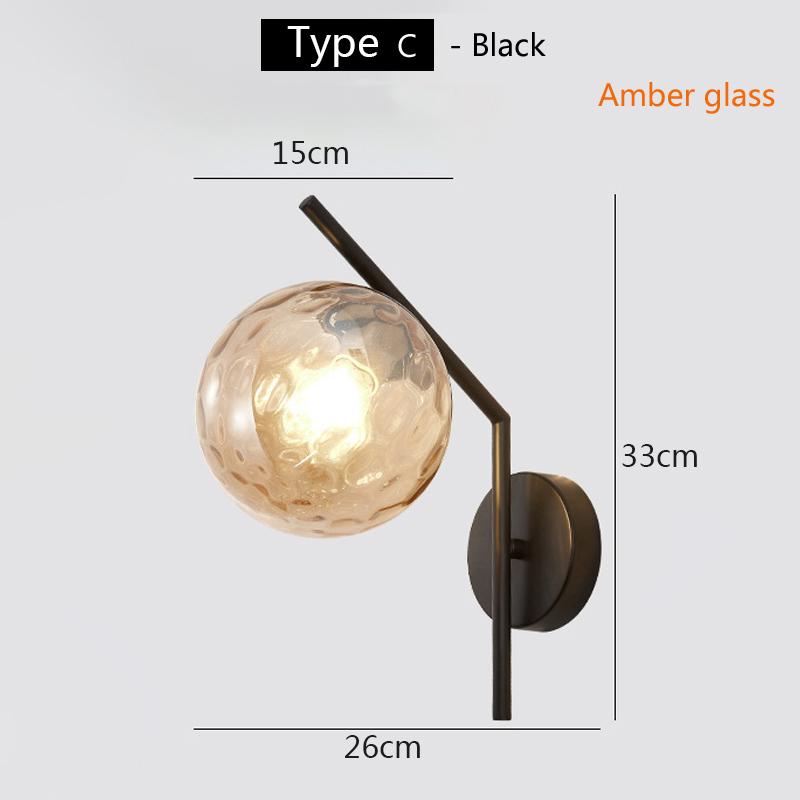 Nordic Glass Wall Lamp Bedroom Bedside Living Room Corridor Light Modern Lighting Fixtures