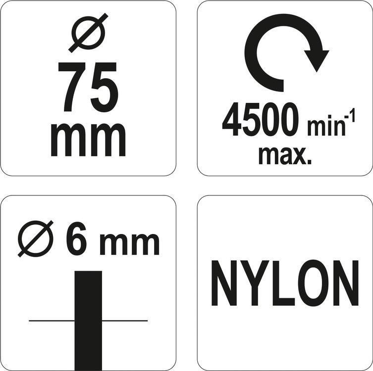 YATO 75MM NYLON SHANK DISC BRUSH YT-47782