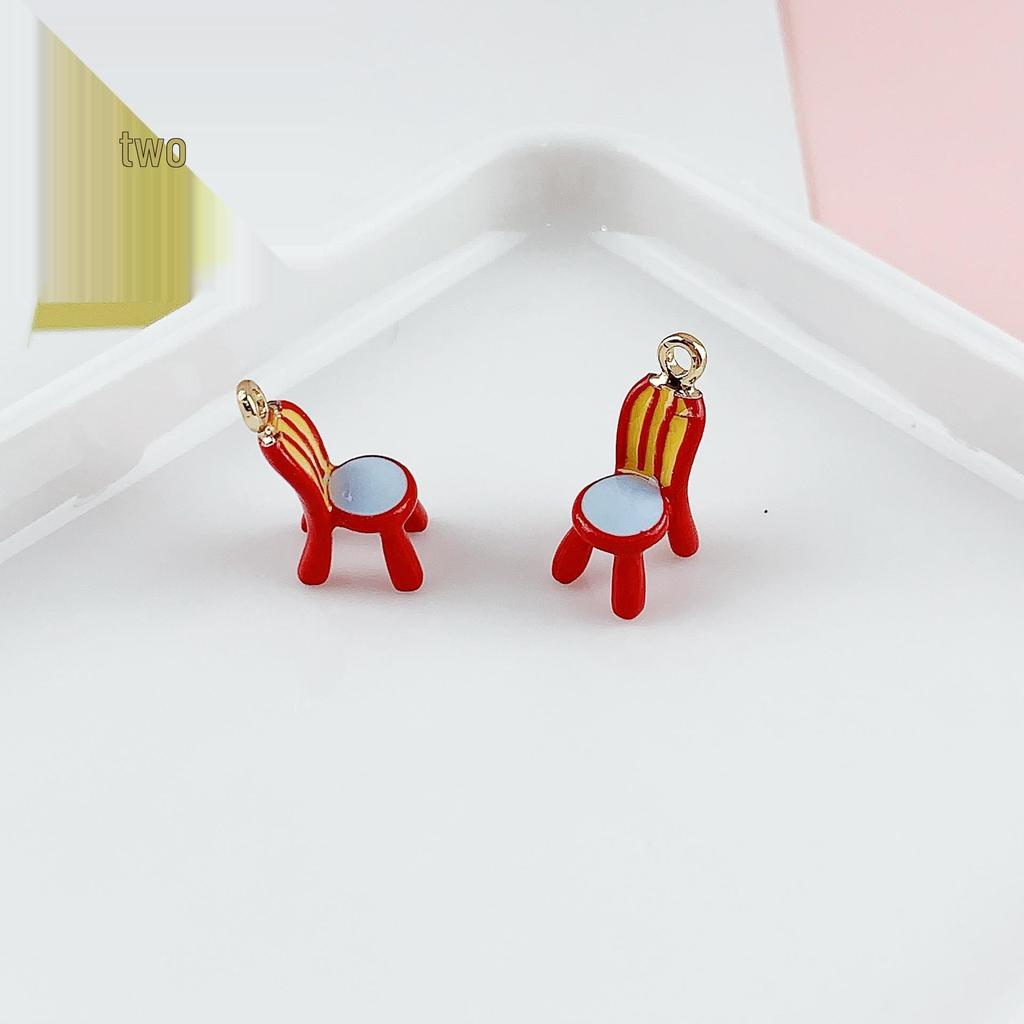 Colorful 3D Coffee Shop Stool Pendant for DIY Handmade Jewelry Accessory