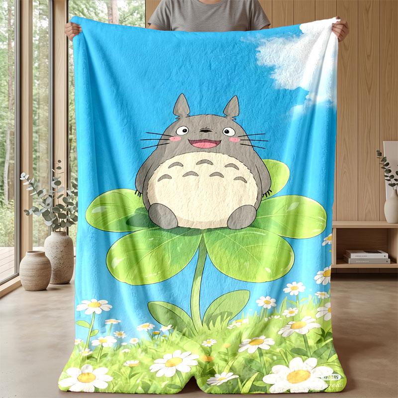 Soft Flannel Blanket Lightweight Cozy Bedroom Living Room CoverMy Neighbor Totoro