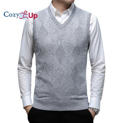 Herren-Pullover, Weste, V-Ausschnitt, schmale Passform, lässig, ärmellos, gedrehter Strickpullover