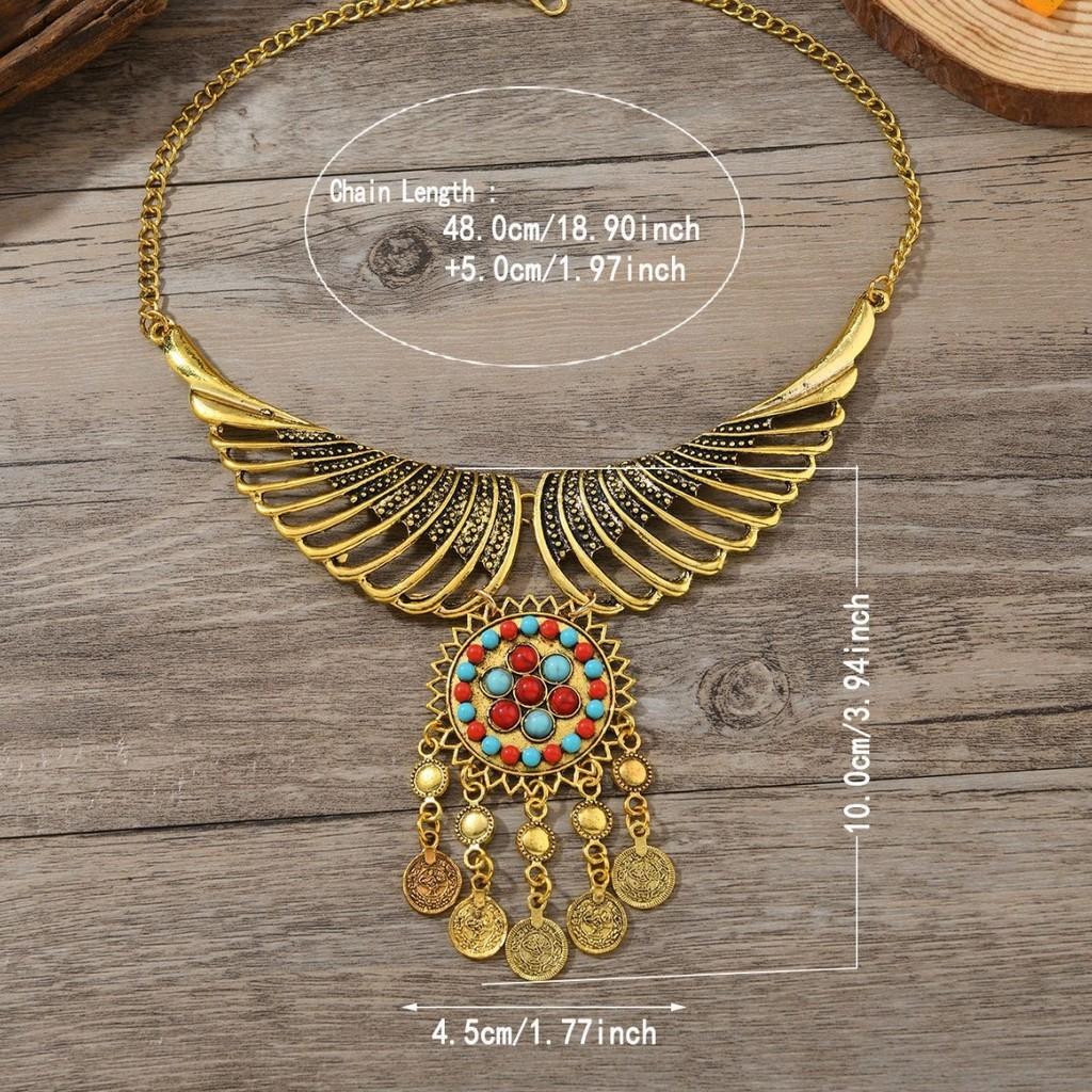 Retro Boho Chic Angel Wing Necklace With Alloy Pendant And Multilayer Chain For Unisex Style