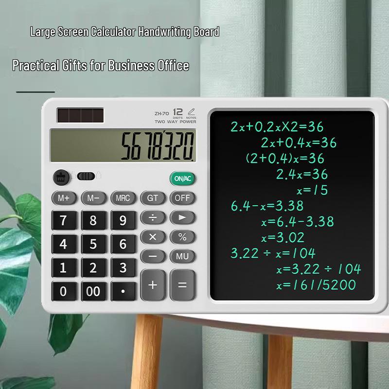 Dual Power Solar Business Calculator with Handwriting Board - Large Screen & Voice Feature