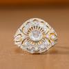 Vintage Hollow Full-set Synthetic Gemstone Ring Copper Material Women Niche Ring For Daily