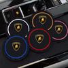 2PC Leather Interior Car Anti Slip Mat Coaster Car Water Cup Slot Accessory For Lamborghini Urus Huracan Aventador Premium