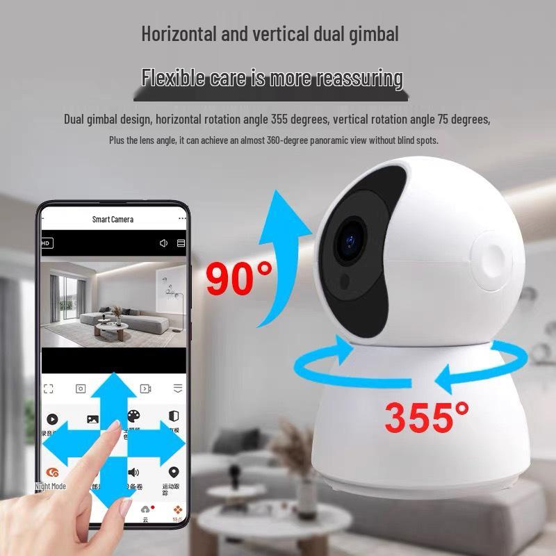 Tuya Smart WiFi Indoor Camera with Mobile Remote, Voice Intercom, and HD Night Vision.