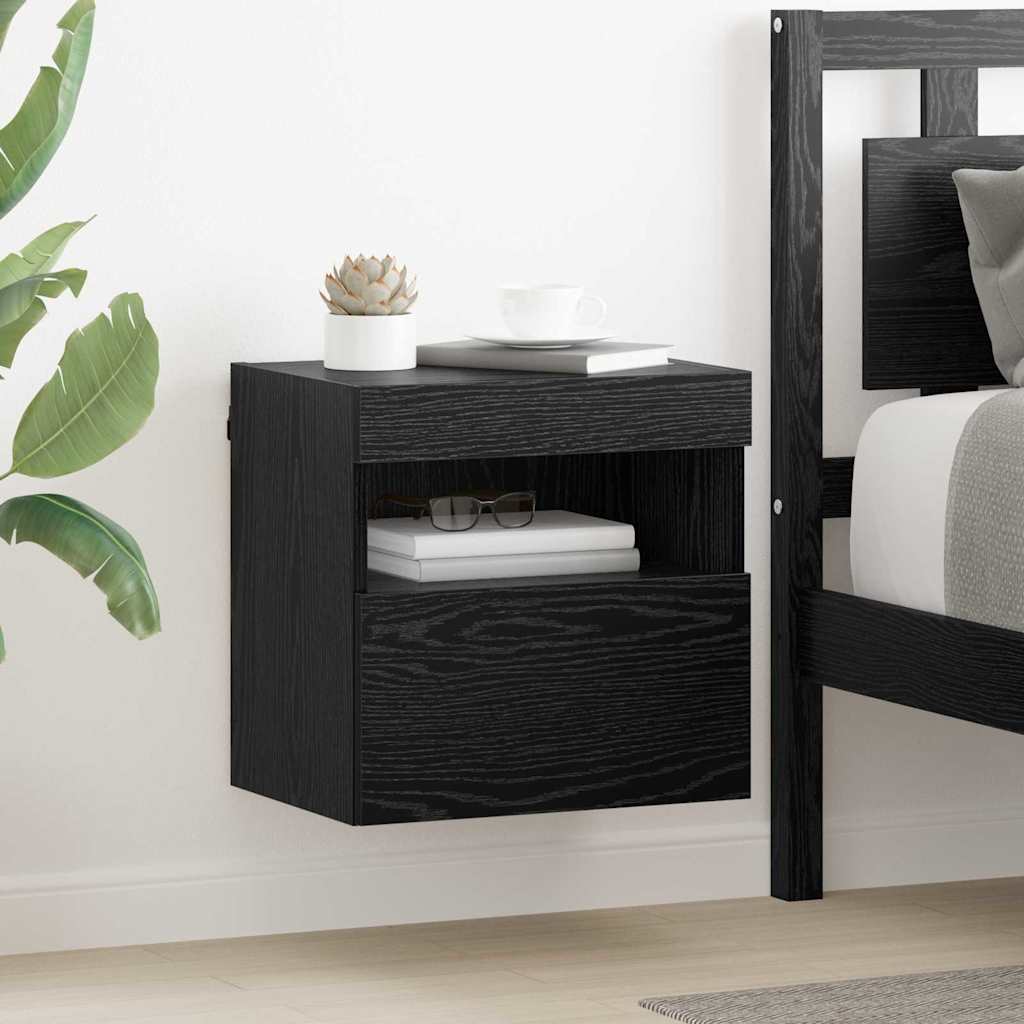 TV Wall Cabinet with LED Black Oak Effect 40 X 30 X 40 Cm