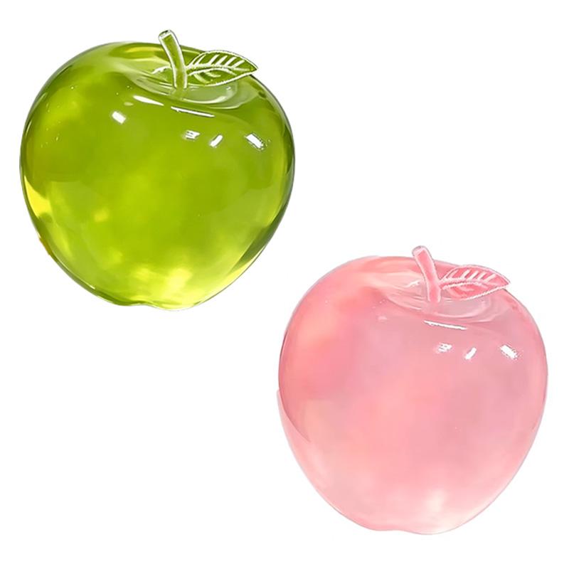 Entzückende rosa-grüne Apfel Squishy Spielzeuge, Weiches transparentes Slow Rebound Quetschspielzeug, Sensorische Stressabbau Dekoration Ornament