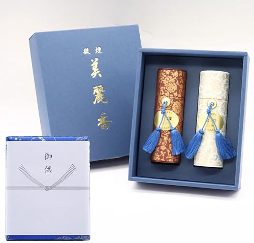 

[Beautiful Fragrance Two-Type Incense Set] Low-smoke type, Sandalwood and Agarwood fragrance, with gift wrapping and a decorative ribbon. Suitable for