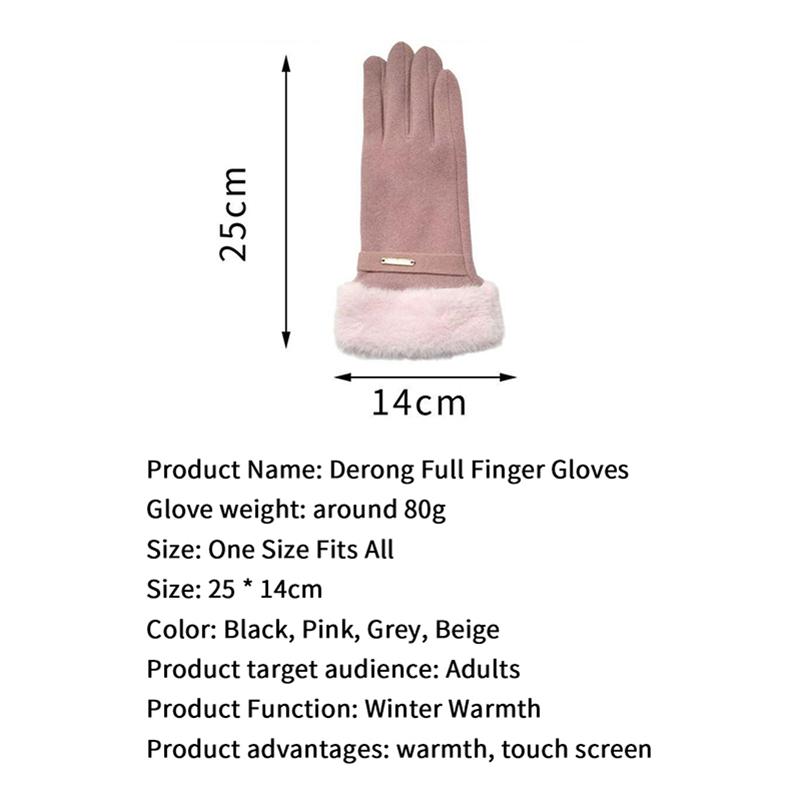Autumn Winter Warm Suede Gloves Plus Velvet Thickened Plush Decor Cuff Gloves Outdoor Coldproof Touchscreen Riding Ski Gloves