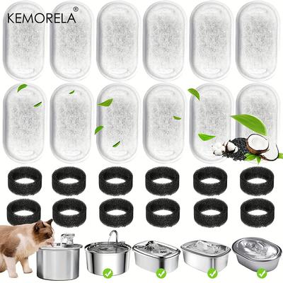 12/15PCS Cat Water Fountain Filters Element for Stainless Steel Cat Water Fountain Activated Carbon Sponges Filters