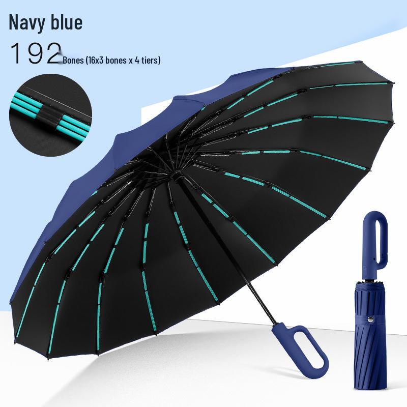 New 192-Rib Automatic Large Stormproof Dual-Use Umbrella for Business and Sun Protection