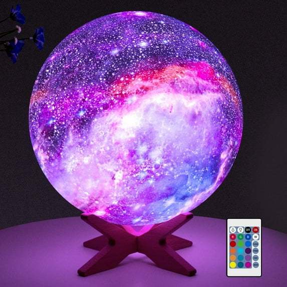 

5.9 inch 16 Colors Moon Lamp Lava Lamp Night Lights for Kids Room Galaxy Mood Light 3D Moon Light with Wooden Stand Charging різнокольорові кольору