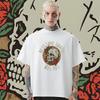 Skull O-Neck Tee Loose Oversize T Shirt American Retro Rapper Tops Classic Creative Cotton Clothes Fashion Men Tshirt DIY
