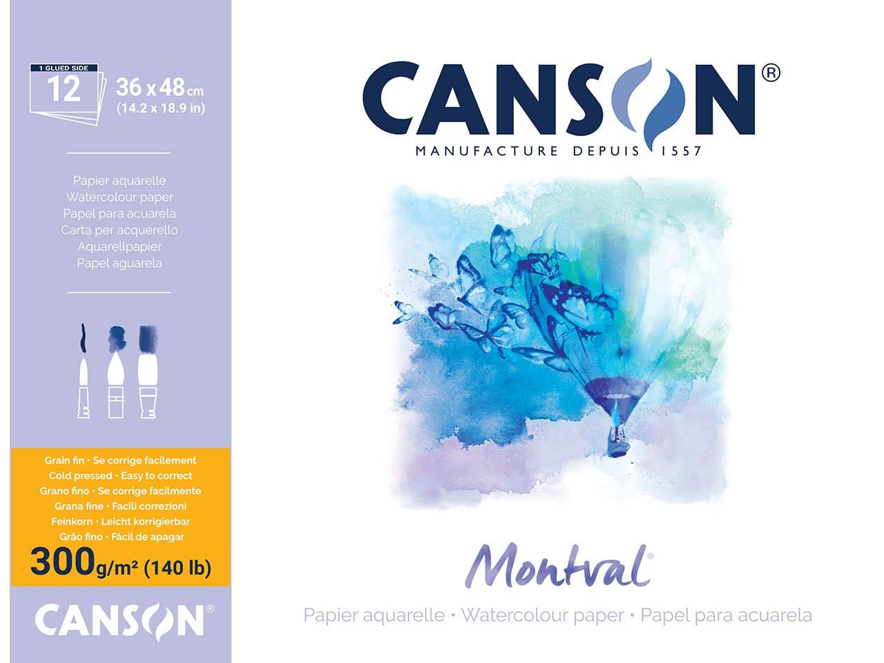 

Canson Montval Watercolor Paper Pad, 360 x 480mm, Medium Grain, 300g/m², 807-321