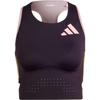Adizero Running Crop Top With Printed Logo Stripes Women Tops Black Purple IN1185