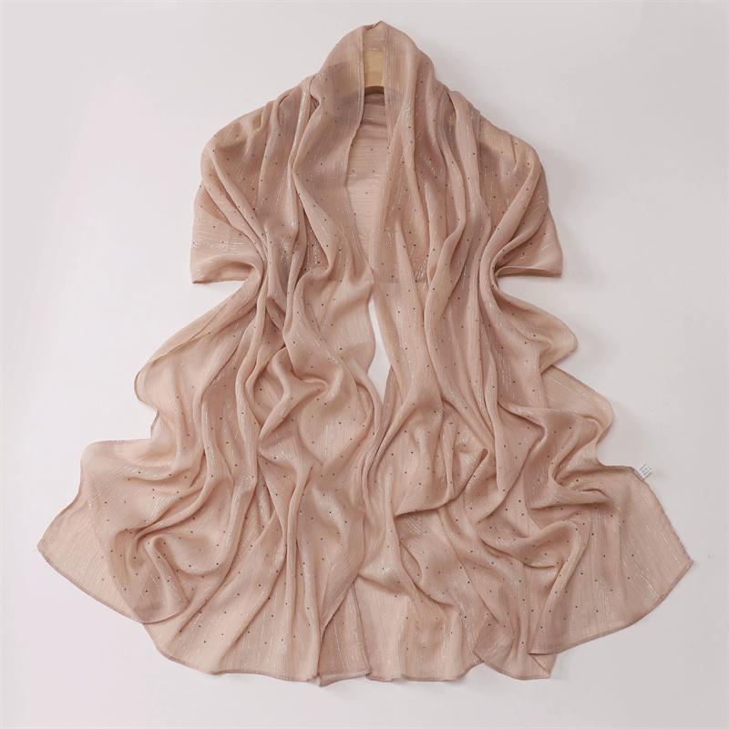 Plain Wrinkle Rhinestone Shiny Dot Shimmer Shawls Scarf High Quality Wrap Beach Pashmina Stole Bufandas Muslim Hijab 180*70Cm