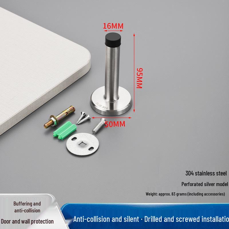 Thickened Stainless Steel Silent Door Stopper with Hydraulic Buffer