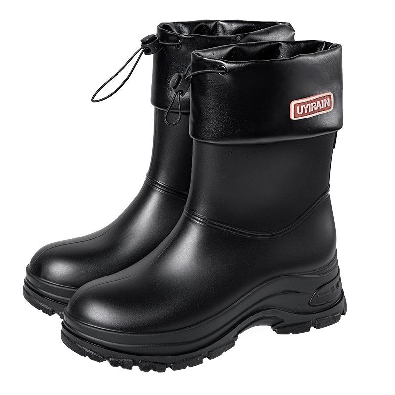 High-end women's rain boots medium and short tube outer wear versatile comfortable waterproof shoes thick sole heightening water shoes adult