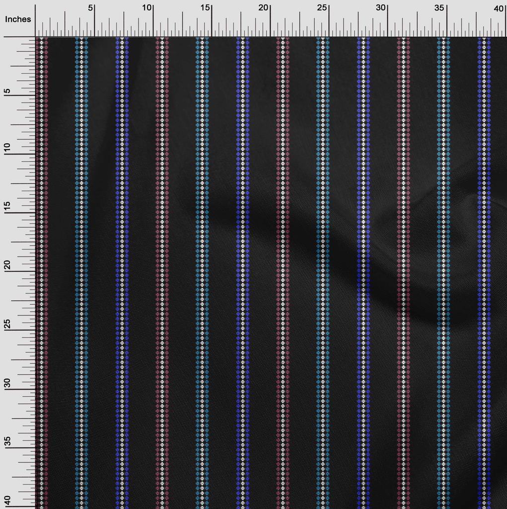 oneOone Cotton Flex Medium Blue Fabric Geometrical Stripes Sewing Craft Projects Fabric Prints By Yard 40 Inch