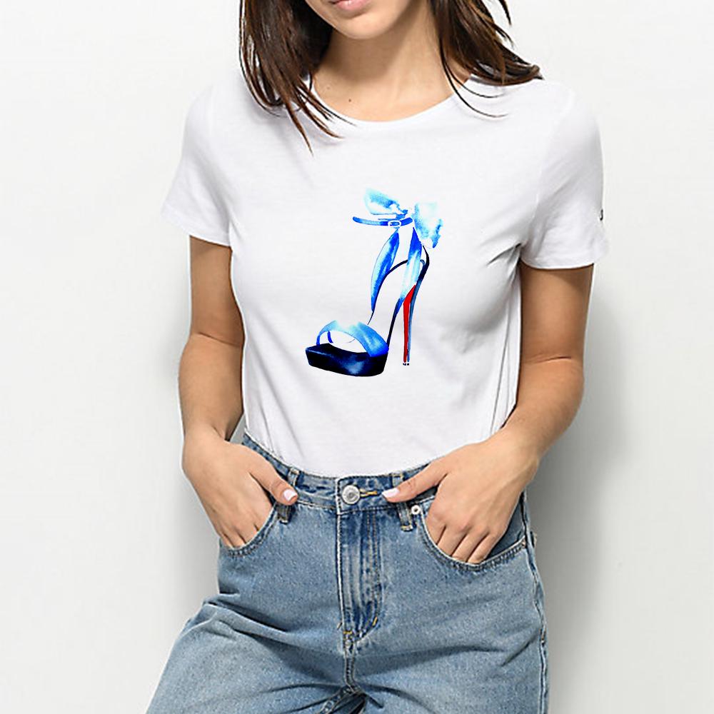 

2023 New T-Shirt For Women Sexy Trendy Print Top High Heeled Top Female T Shirts Harajuku 90S Fashion Tees Ladies Clothes L білий