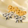 Versatile Titanium Steel 18K Gold Bow Earrings: Women's High-End European/American Style