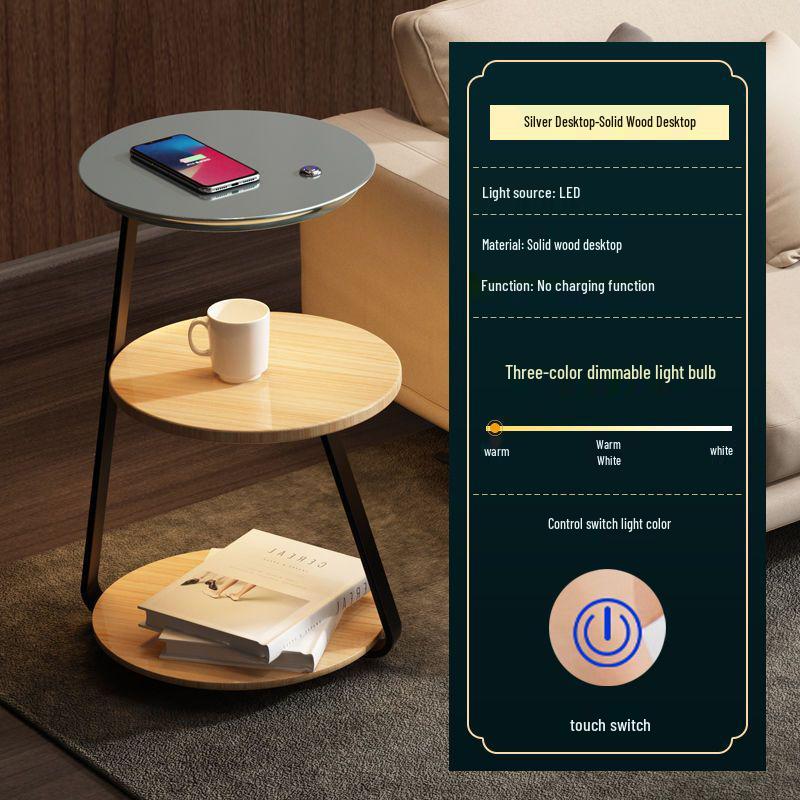 Wireless Charging Floor Lamp with Integrated Bedside Table - Creative Living Room and Bedroom Storage Solution