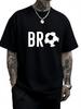 Mens casual football Tshirt a bestselling black and white football design shortsleeved roundneck fashion