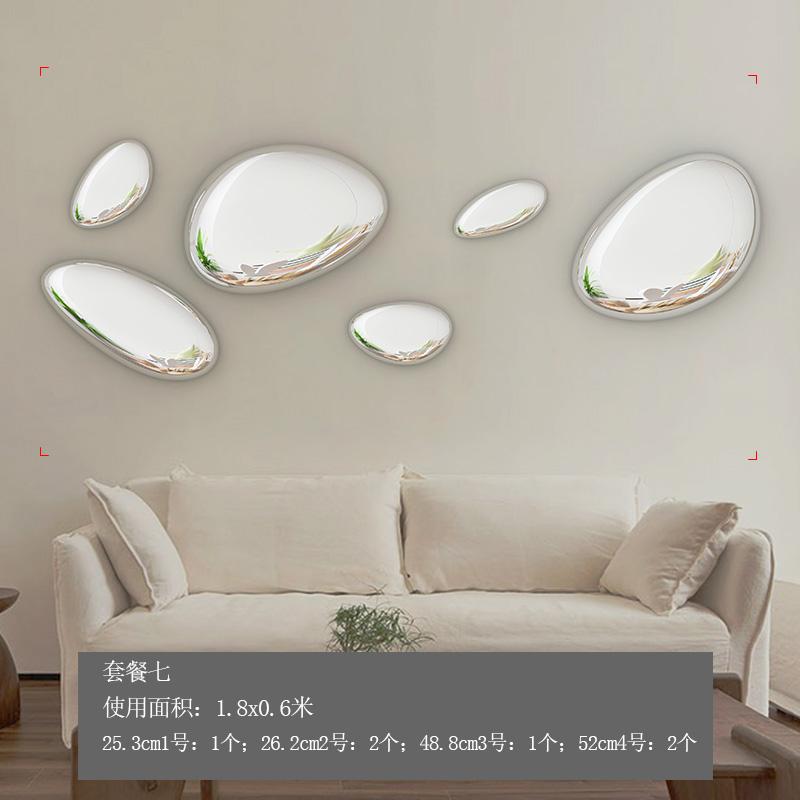 Creative Imitation Stainless Steel Goose Egg Stone Wall Decoration Modern Hotel Hanging Water Droplet Wall Decoration Artwork
