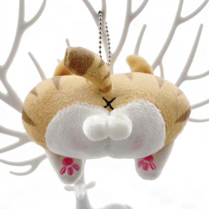 Cute Cat Butt Plush Keychain  Corgi Pig Butt Soft Fidget Toys Girls Child Bag Decoration