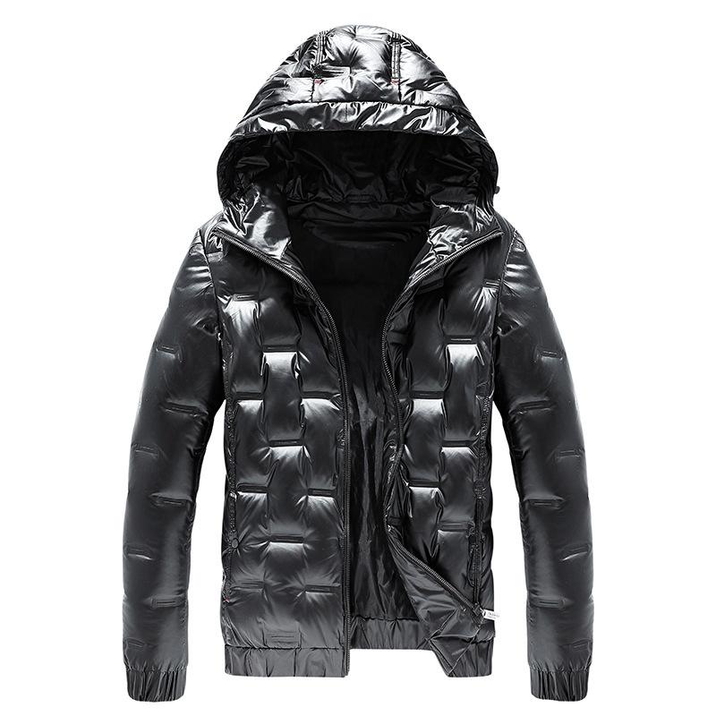 

Cotton clothes men s winter bright leather winter clothes Korean version of trendy down cotton jackets slim and handsome shiny jackets M чорний