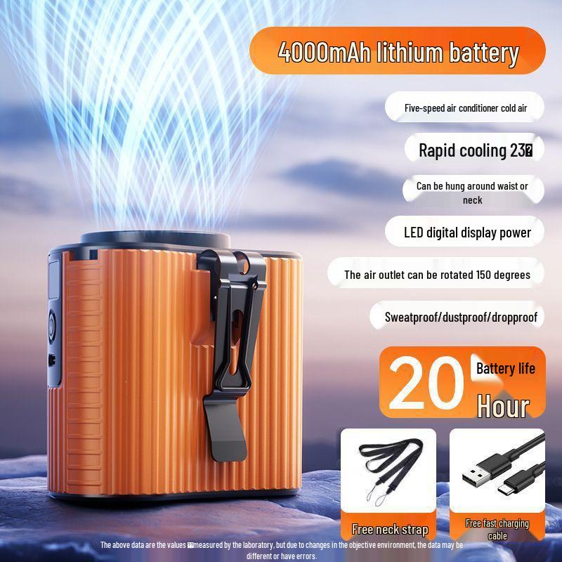 Portable Heavy-Duty USB Waist Fan: Powerful Wind for Outdoor, Construction, and Camping Default