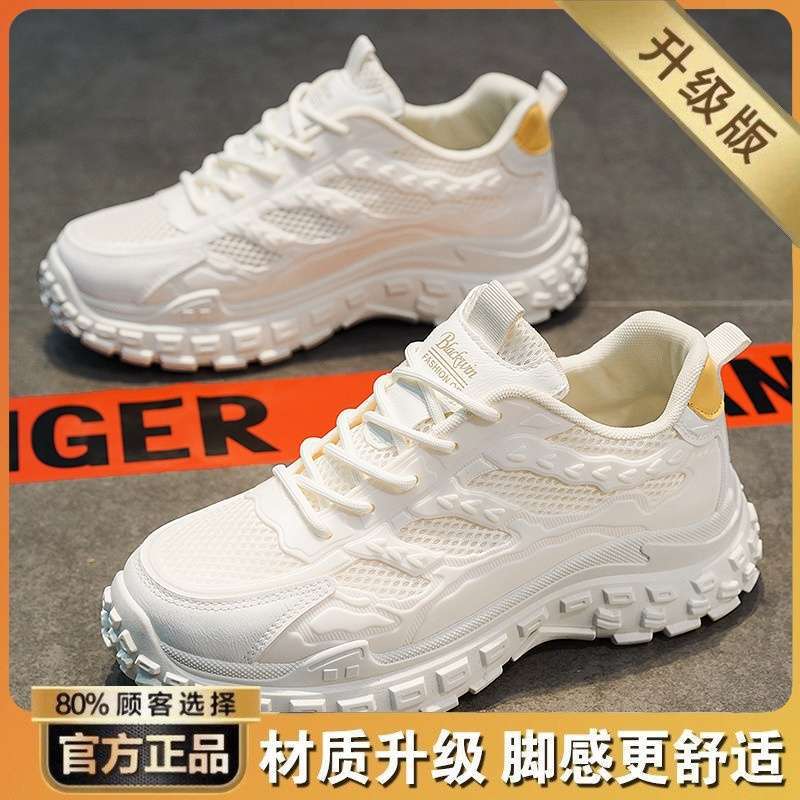Men's shoes summer 2025 new breathable little white shoes versatile trend dad shoes men's thick-soled heightening sneakers