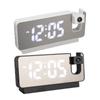Projection Alarm Clock USB Rechargeable White Light Snooze Function Adjustable Brightness LED Mirror