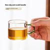 Gianxi Glass Small Tea Cup Make Tea Heat-Resistant Household Kung Fu Tea Set Transparent Single Tea Drinking Strap Coffee Cup
