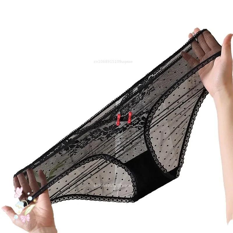 Plus Size Lingerie Sexy Panties Women's Gauze Translucent Lace Underwear Women Court Aristocratic Style Women Bragas Sexy Briefs