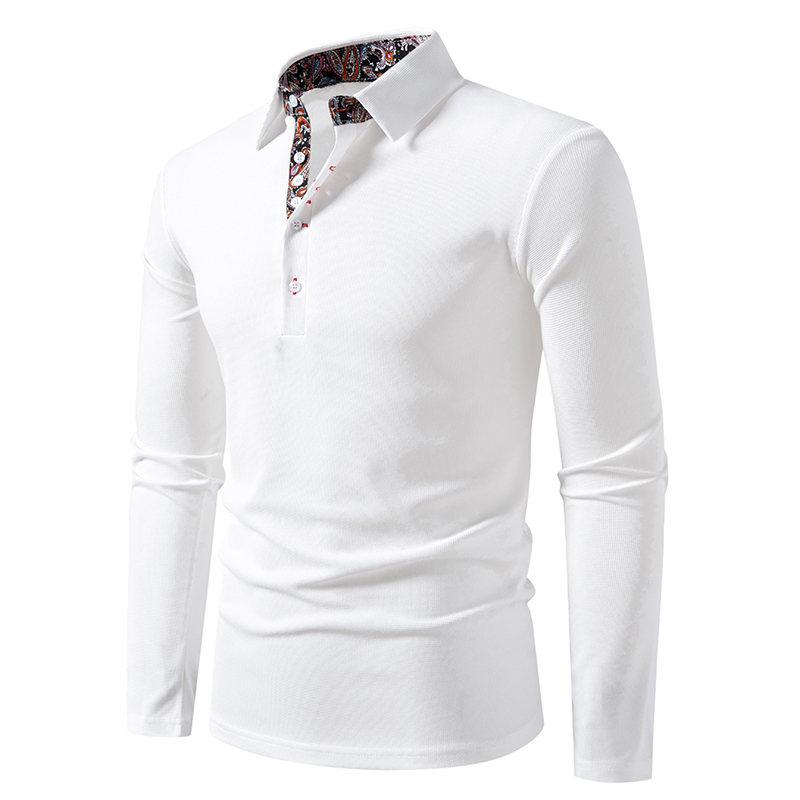 Men's Casual Polos Contrast Color Lapel Long-sleeved Polo Shirt for Men Casual Golf Shirts England Style Tees Tops Man