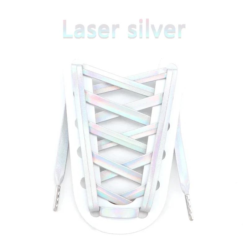 Luxury Faux PU Leather Shoelaces Gold Silver Flat Rope Shoelace Metal HeadSneakers Casual Shoes Laces 80/100/120/140/160cm 1Pair