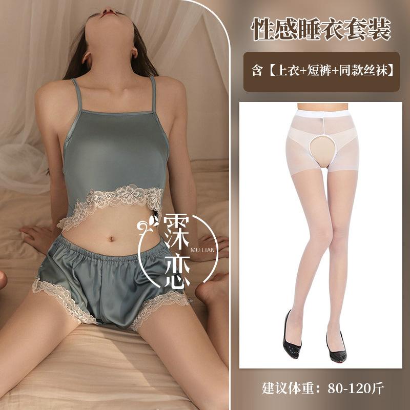 Sex Underwear Sexy Lace Suspender Split Shorts Clothing Set Suspender Large Size Women