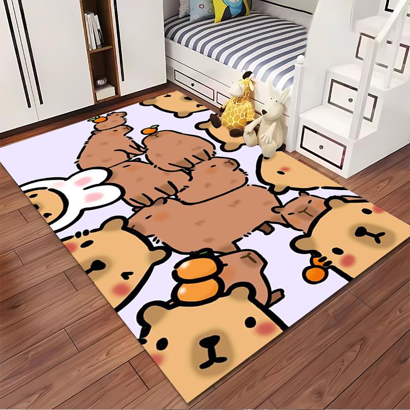 Cartoon Animal Pattern Carpet with Cute Bears and Rabbits Design Suitable for Use As an Anti-slip for Living Room Bedroom Sofas